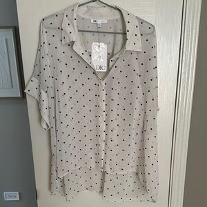 DR2 Cream Blouse with Black Dots
